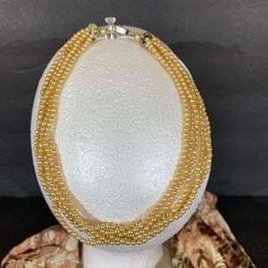 Vintage 6 string faux pearl costume necklace